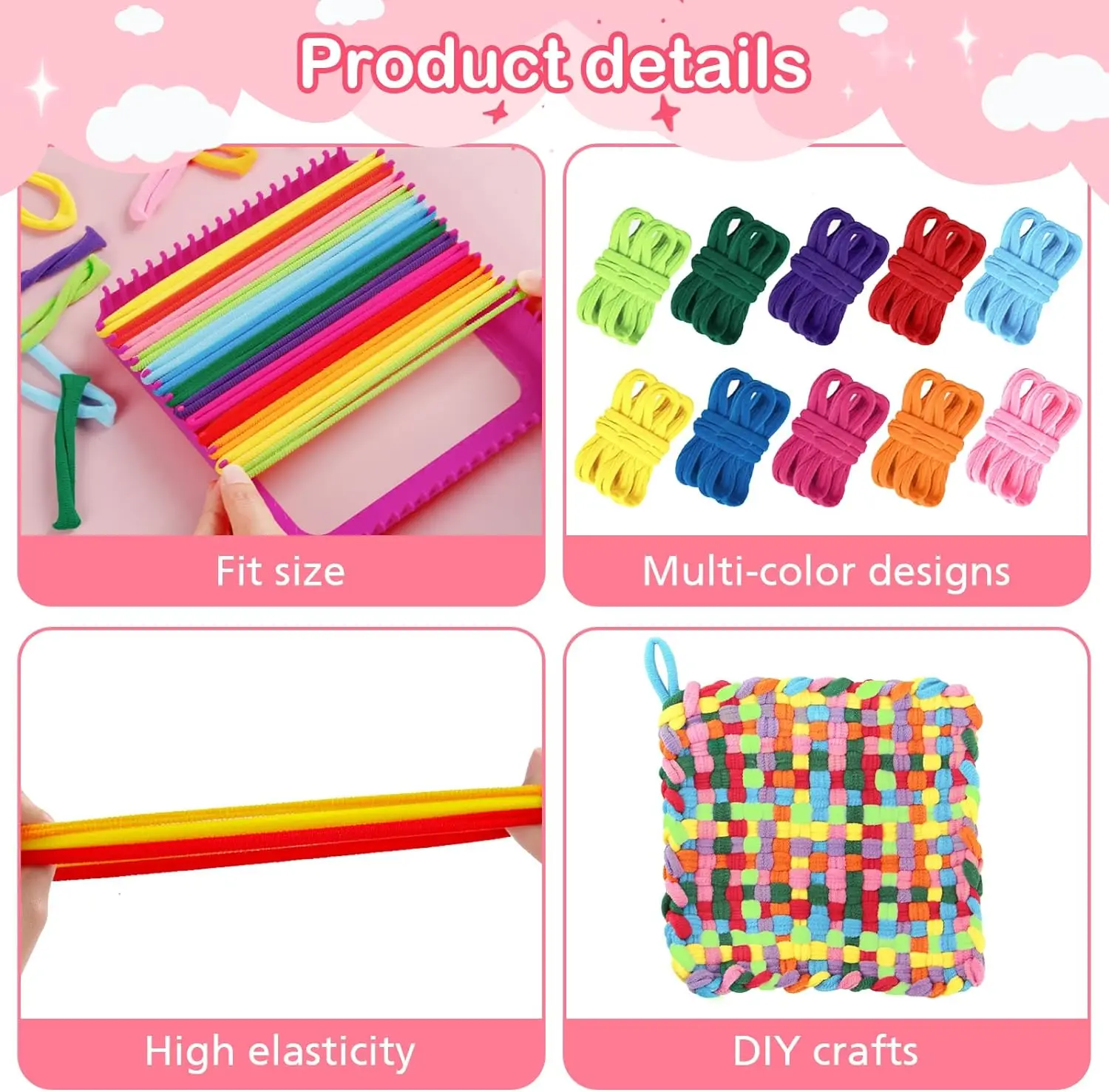 Colorful Weaving Loom Loops Potholder Multi-Colored Loops Elastic Weaving Loops  for Kids Adults DIY