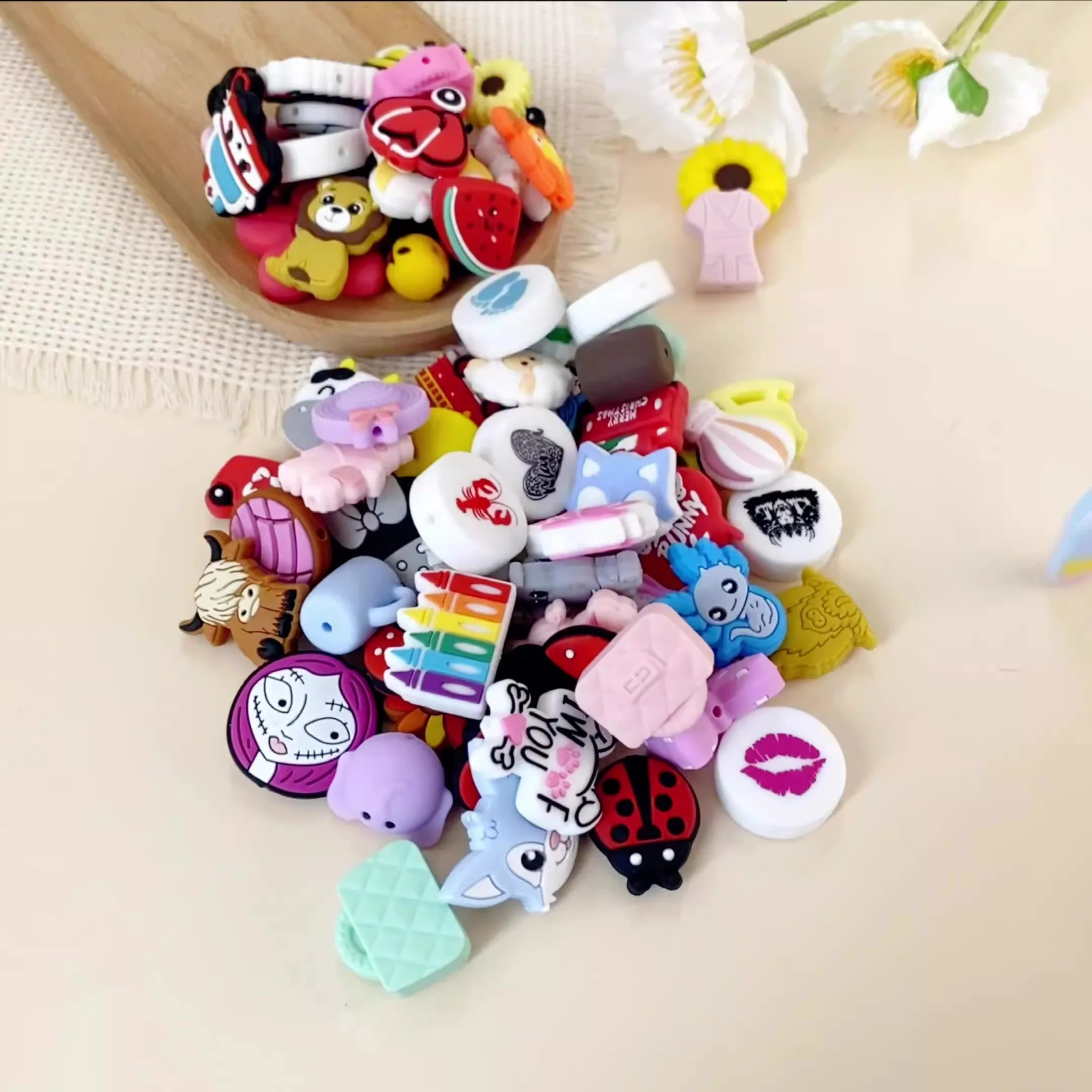 New Design Stacked Books Silicone Focal Beads For Pen Making Baby Chew Loose Silicone Charms Beads DIY Necklace Beads