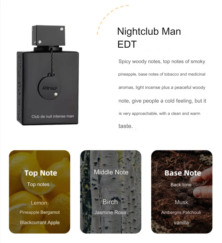 Original Brand Luxury Men Colognes Scent Club De Nuit BOSS Gift Perfume Fragrance Last Long 105ML HUGO Aftershave Suave Barber
