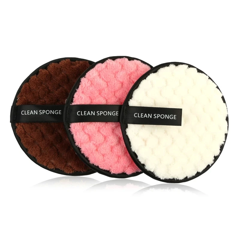 Wholesale custom logo private label microfiber makeup remover pads microfiber built-in sponge makeup remover pads puff