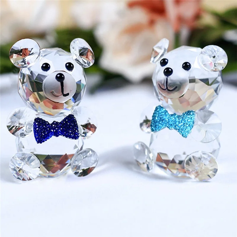 Crystal glass I LOVE YOU bear with heart gifts wedding decoration souvenirs baby birthday giveaway