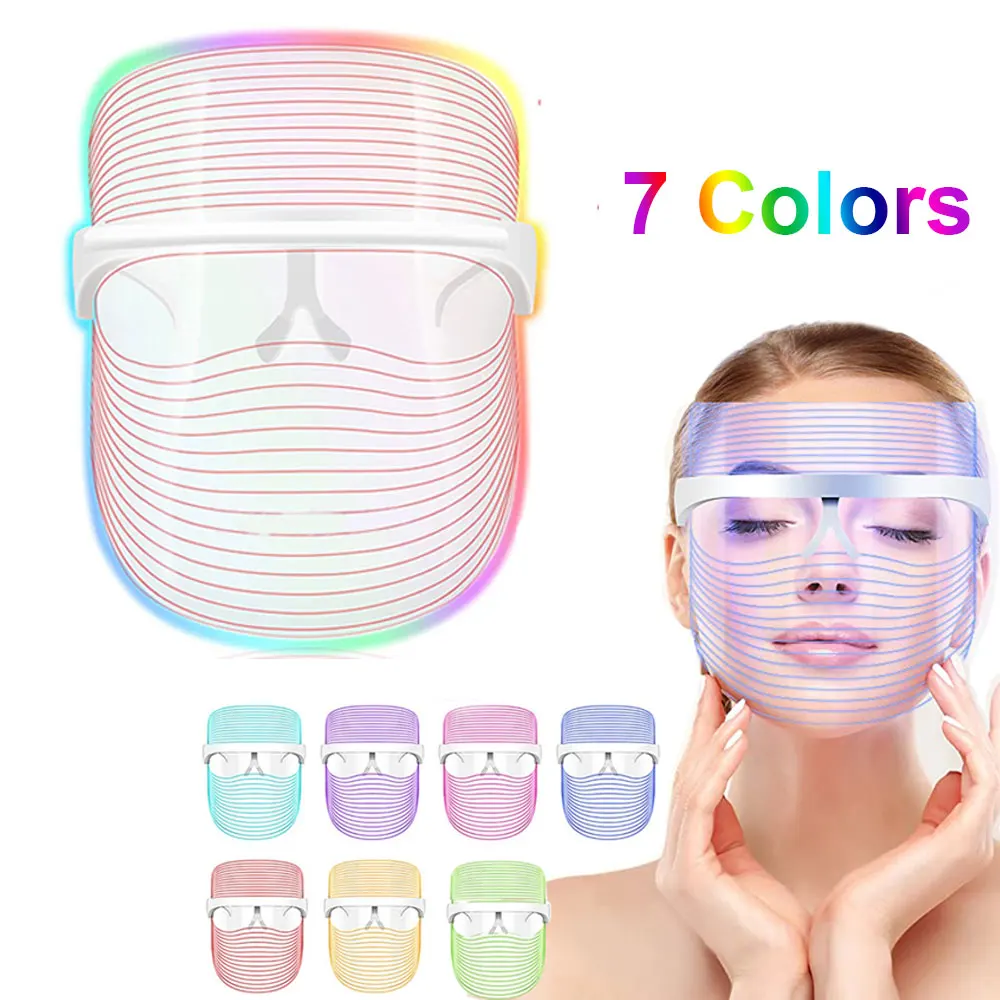 Hot sell rechargeable 7 colors red light therapy mask 7 in 1 facial skincare tool red light therapy face home use led mask