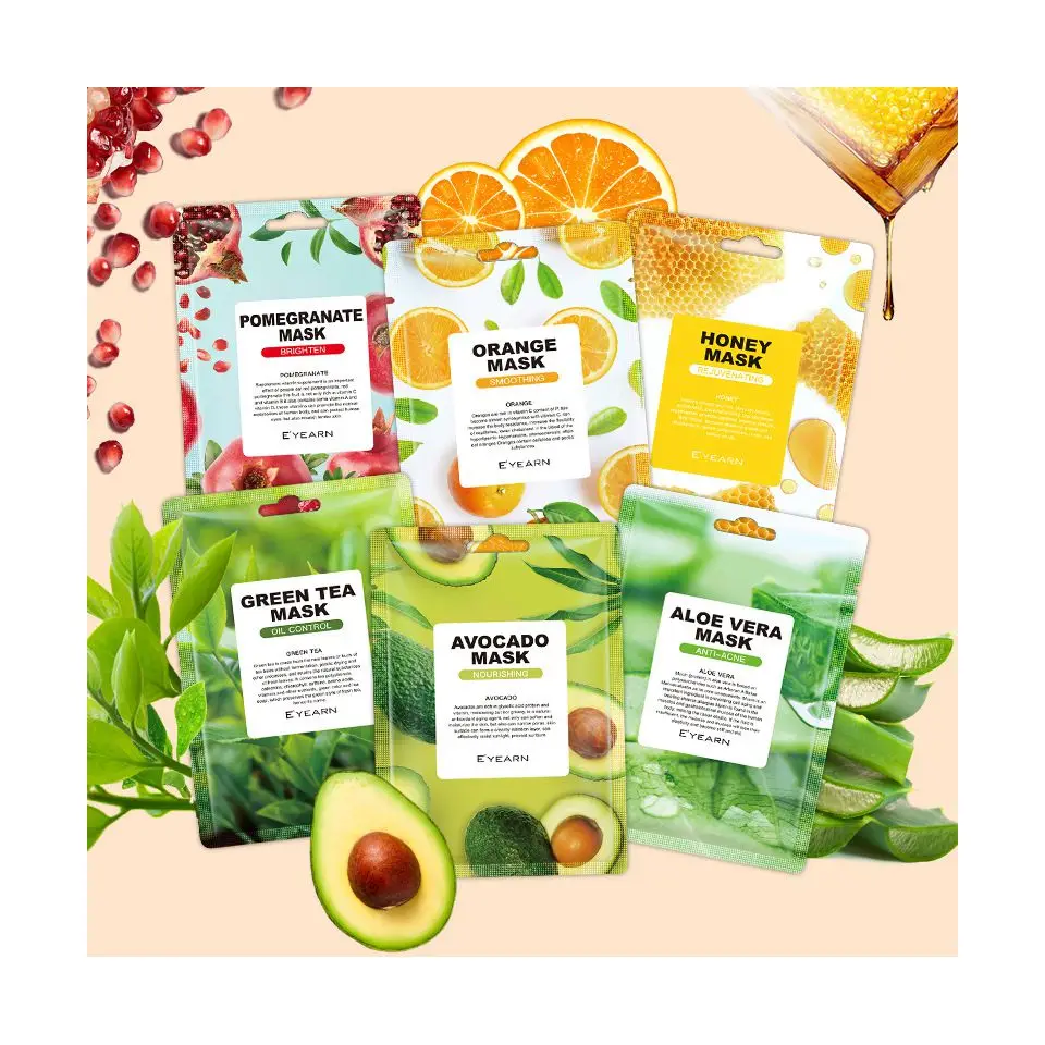 Custom Private Label Korean Whitening Moisturizing Sheet Fruit Beauty Face Mask Korean Skin Care Facial Mask