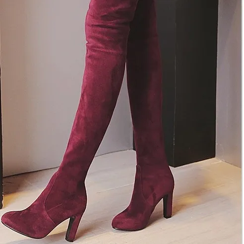 Женские Дизайнерские Сапоги выше колена, эластичные сапоги на блочном каблуке, большие размеры 43, 2020