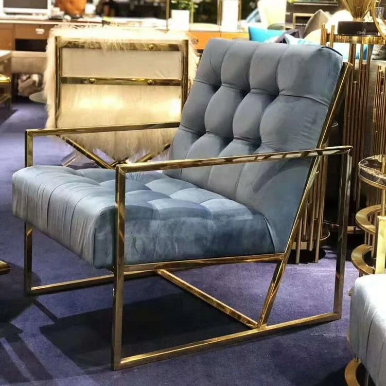 
Luxury Lifestyle Visionnaire Home Contemporary Living Room Furniture Button Tufted Gold Brushed Velvet Sofa 