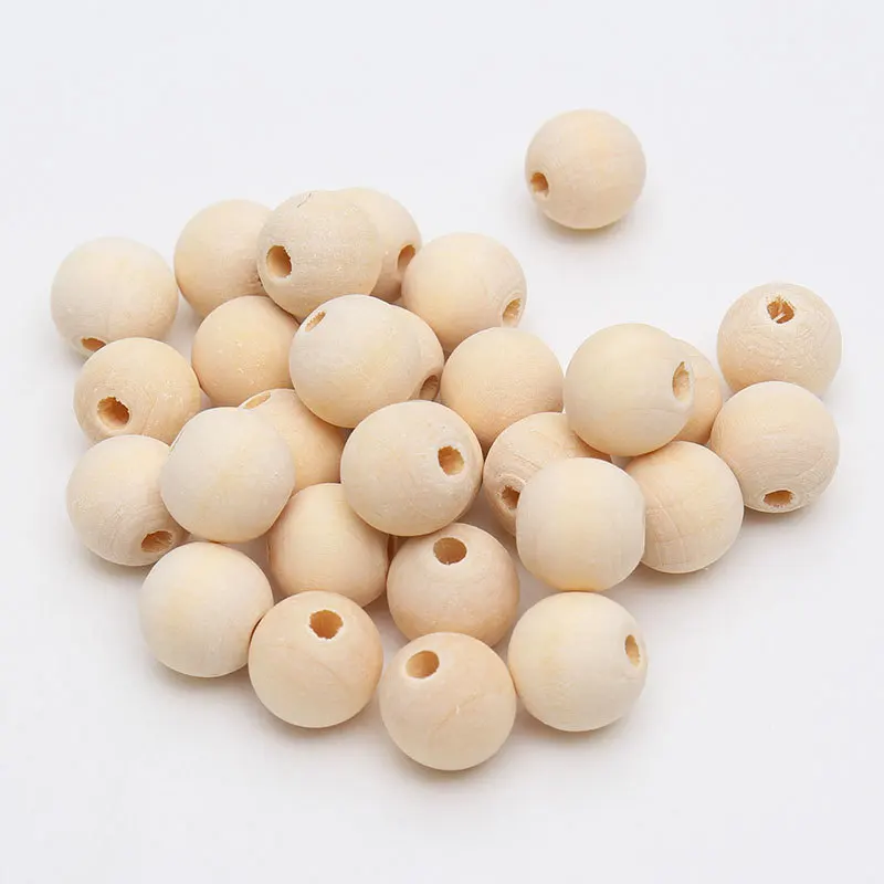 16mm Natural Round Wood Beads,New Natural Unfinished Necklace Loose Spacer for Crafts Wooden Beads Tassel