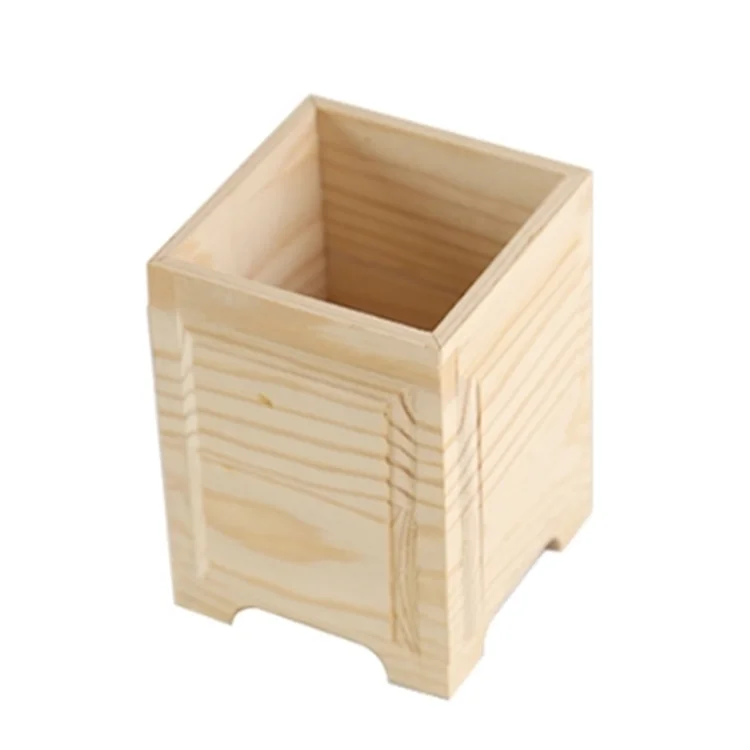 SLT New Customize Solid Wood Pencil Holder Package Box Without Lid