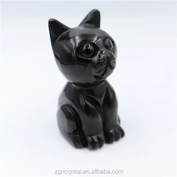 Оптовая продажа, высокое качество, натуральные, ручная работа, прекрасные черные обсидиановые кристаллы, резьба, кошки для украшения
