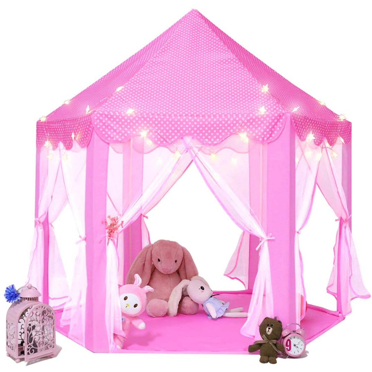Princess Tent  Girls Large Playhouse Kids Castle Play Tent with Star Lights for Children Indoor and Outdoor Games Toy Tents