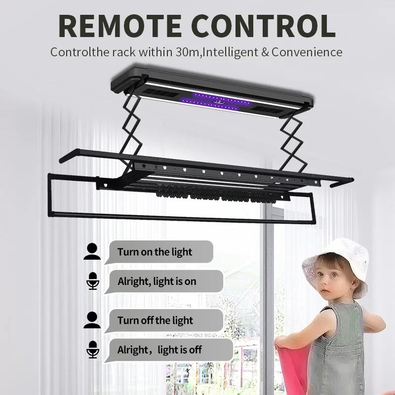 OEM Smart Laundry Electric Clothes Dryer Rack Automatic Clothes Drying Hanger Aluminum New Simple