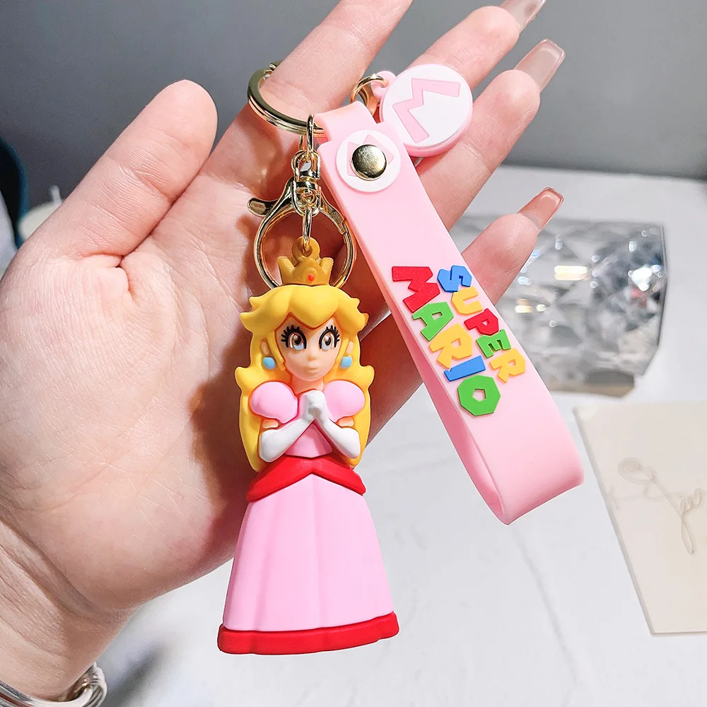 Cartoon Mario Keychain Bubble Dragon Princess Cute Adventure Game Accessories PVC Keychain Doll Bag Pendant Bracelet Keychain