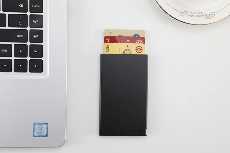 Ультра тонкий для мужчин на заказ анти-вор алюминиевая с функцией блокировки rfid id держатель кредитной карты женские модные туфли в лаконичном стиле бизнес pop up Мини Металл