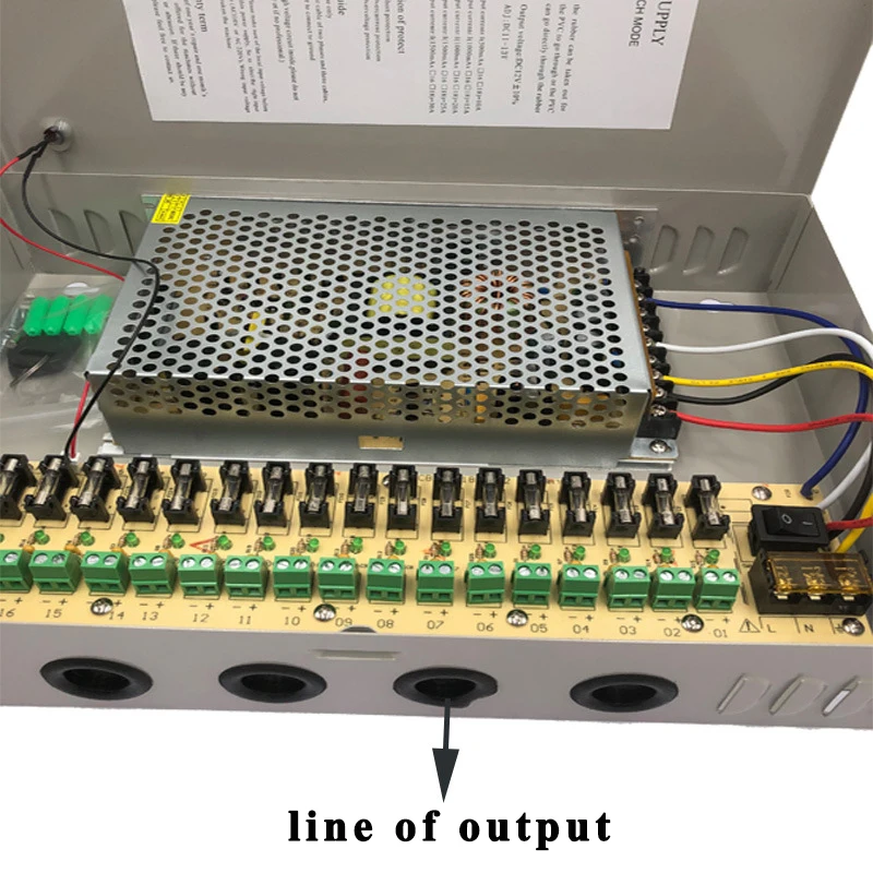 CCTV Camera SMPS Ac Dc 12V 20A SMPS 18 Channel RoHS Driver Supply Box
