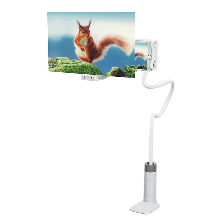 360 Degree Rotating Long Arm Lazy Phone Stand 8 Inch 3D Mobile Phone Screen Magnifier