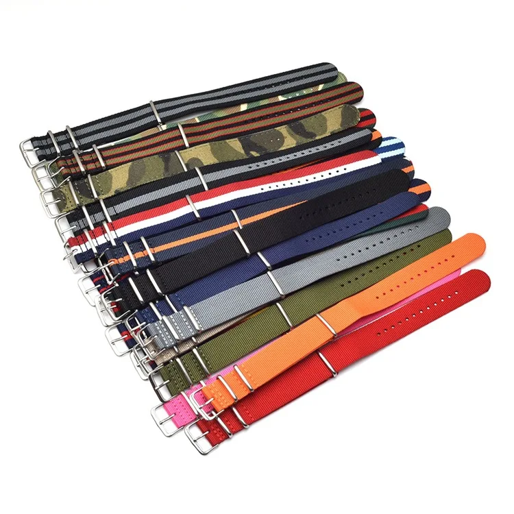 multi color high quality nylon striped watch strap 12mm 14mm 16mm 18mm 20mm 22mm 24mm