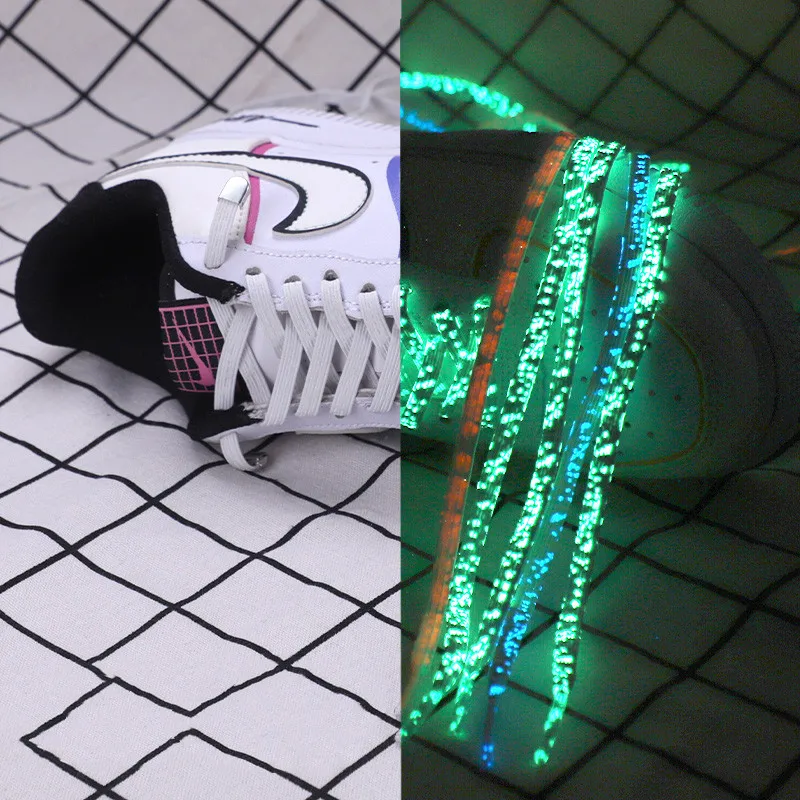 No Tie Shoe laces Elastic Shoelaces Metal Locks Flat Shoelace Luminous Lazy Laces Unisex For  Kids Adult Glowing in dark