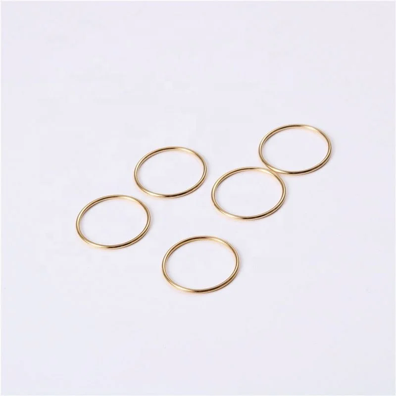 18K Plain Gold Seamless Dainty Line Rings Stainless Steel Trendy Simple Gold Plated Jewelry