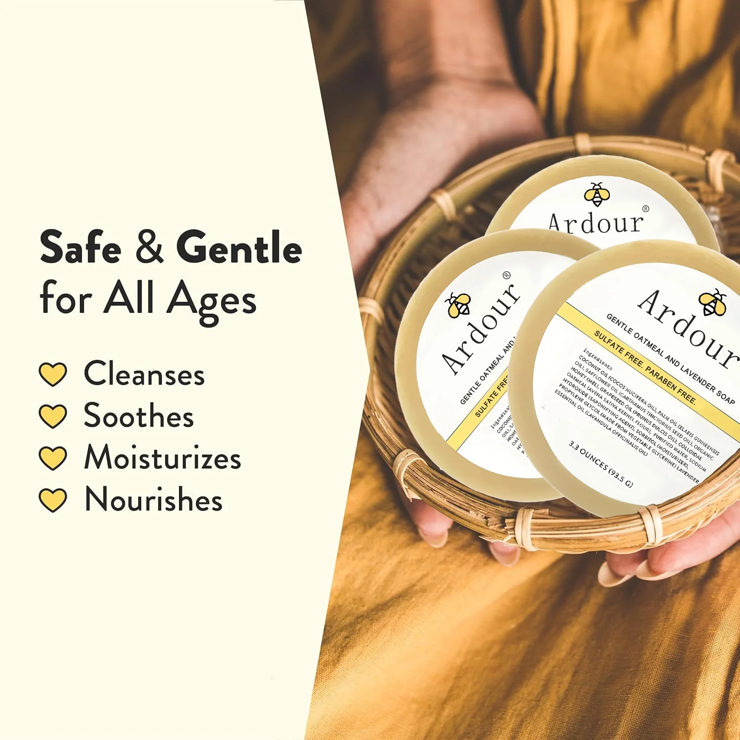 Gentle Oatmeal and Lavender Soap Natural Eczema Body Wash Daily Gentle Soap for Dry Itchy Sensitive Irritable Skin