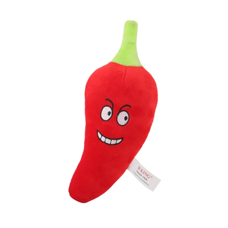 Tooth Cleaning Leakage plush food Grade squeak pet puppy toy Interactive Durable Red Chili Pepper Vegetable Dog Chew Toys
