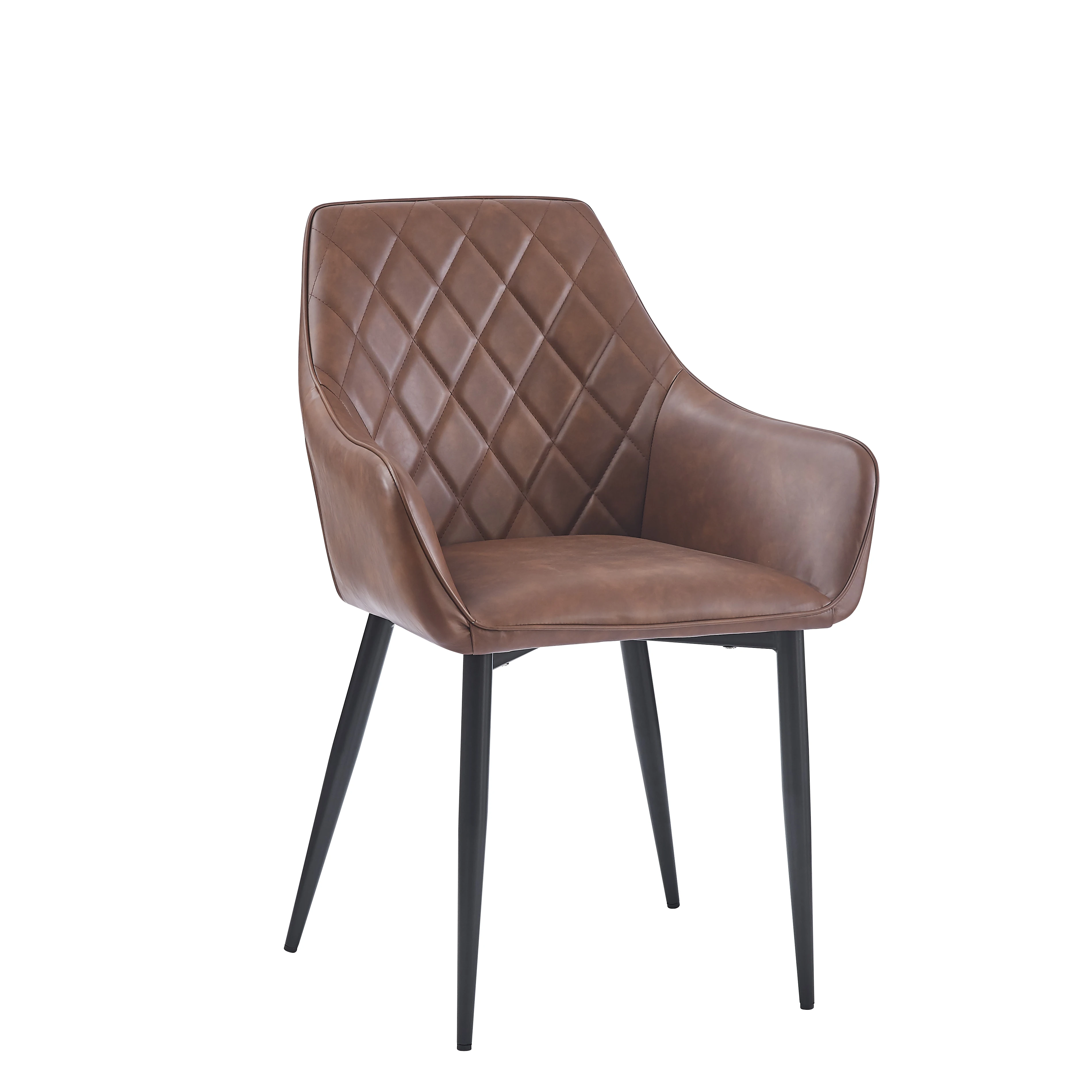 Modern Arm Chair Metal Frame Soft Leather Restaurant Dining Room Furniture Chairs