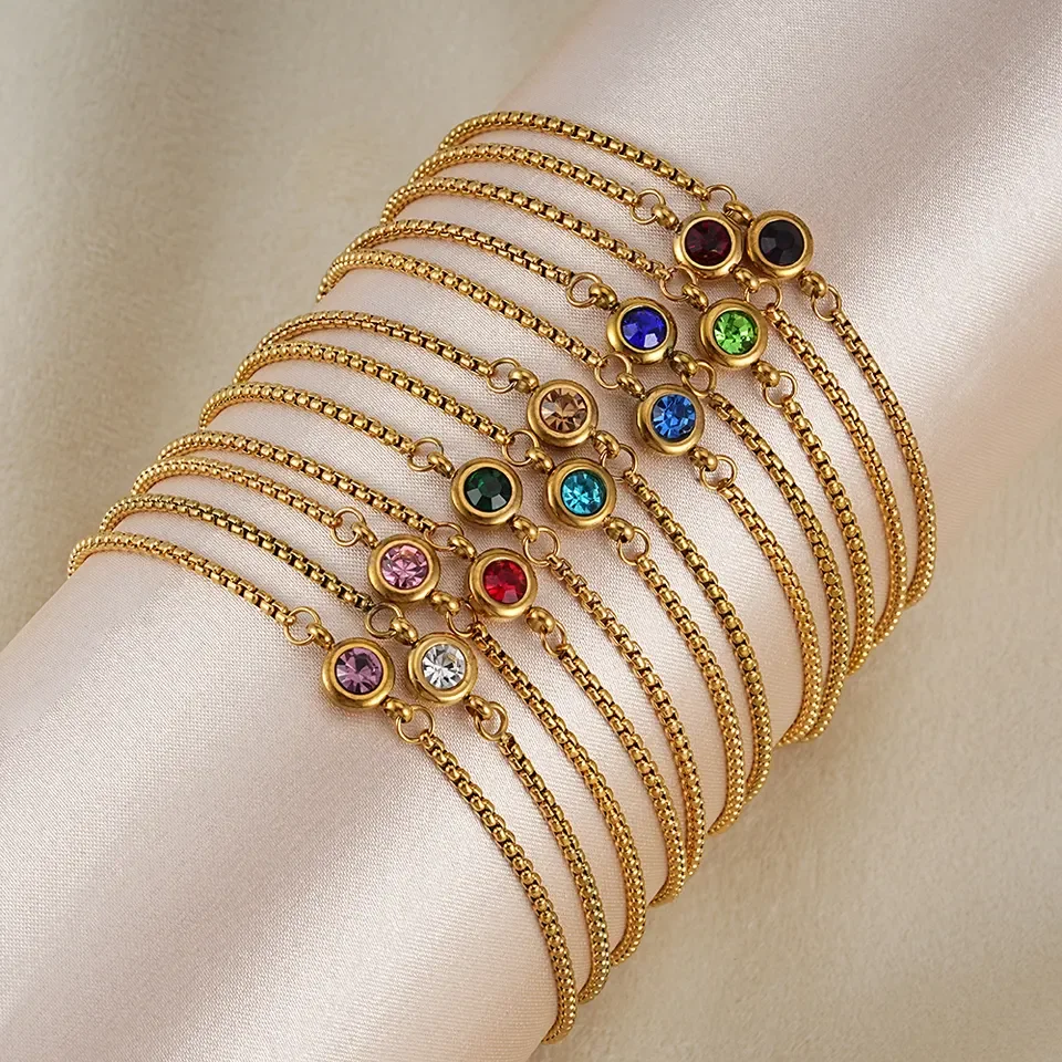 Wholesale Premium Quality Birthstone Rhinestone Charm Crystals Pendants Stainless Steel Chain Necklace