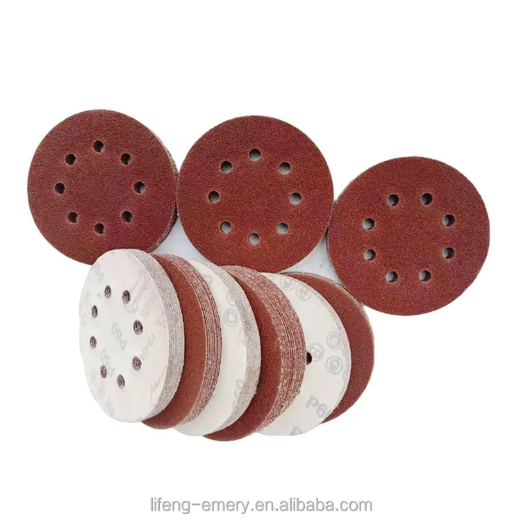 Abrasive Hook And Loop 125mm 150mm Aluminum Oxide Round Sand Paper Sanding Disc Abrasive Disc for Polishing Car Wood