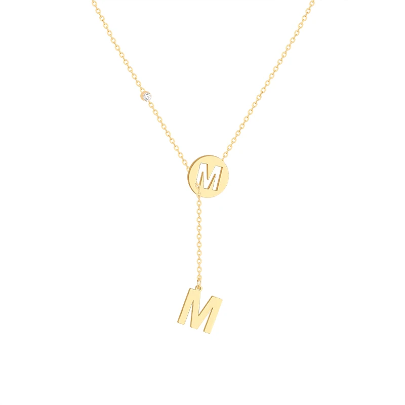 
2021 Wholesale Fashion M Letter Necklace Choker Ladies 18k Gold Plated Temperament Pendant Necklace Jewelry For Women 