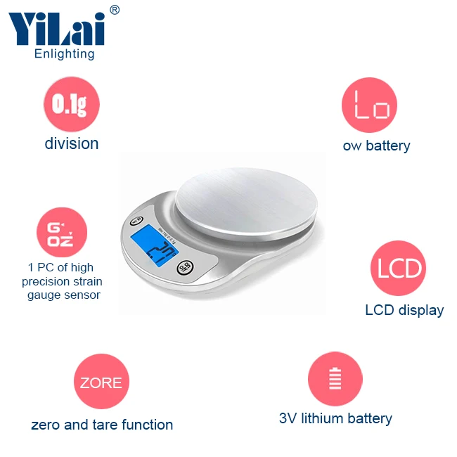 YILAI hot sell kitchen scale 3 kg Wholesale high accuracy sensor digital household kitchen scales