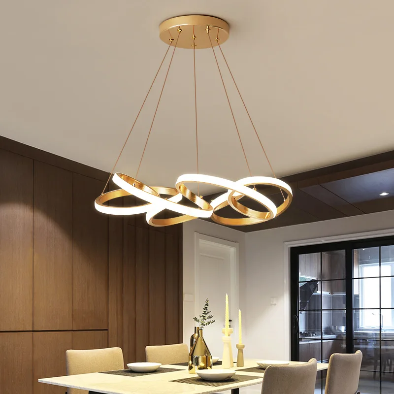 Linear Ceiling Round Modern Led Chandelier Pendant Light Circle Ring Pendant Light Luxury Living Room Light Chandelier Gold Lamp
