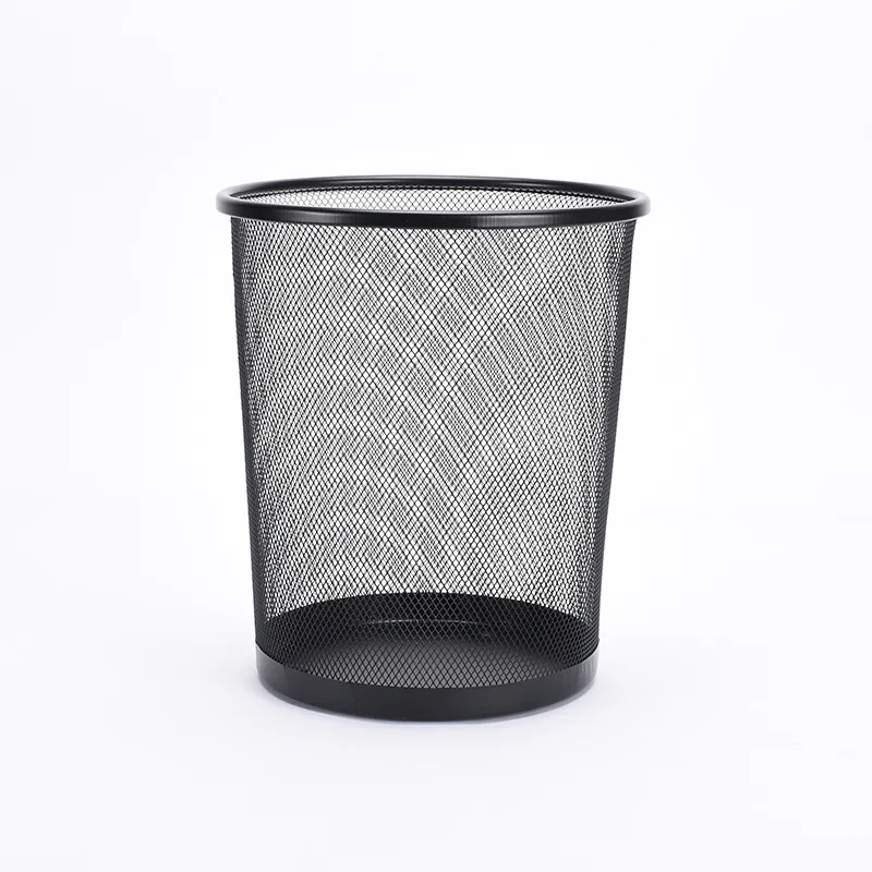 Iron mesh trash can Metal open garbage basket Simple trash can household office waste paper bucket