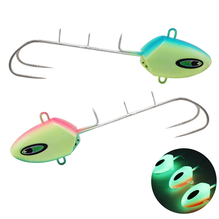 100G 120G 150G 200G 250G 300G 350G Jig Head Luminous Knife Fishing Double hook with fish hook and backstab fishing gear