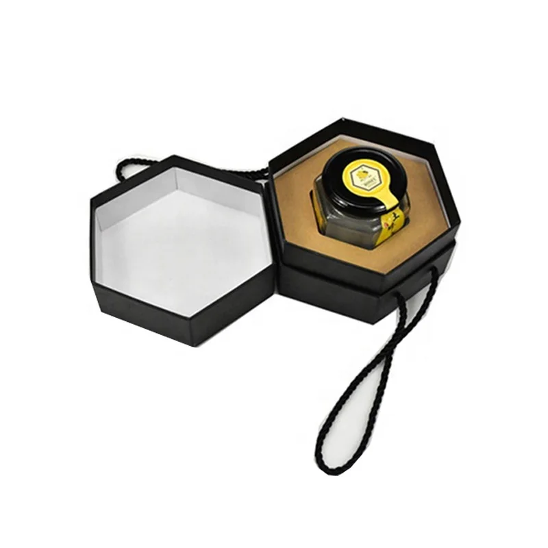 New arrived black hexagon shaped bee honey packaging gift box
