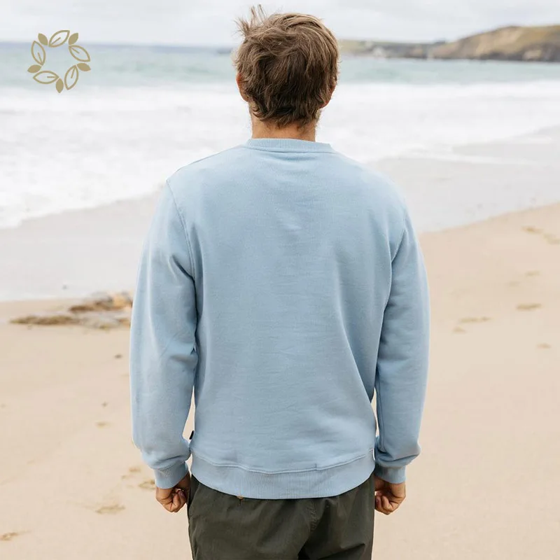 Embroidery Fleece Sweatshirt for men winter pullover organic cotton hemp Fleece pullover sweater knitted custom sweatshirt man