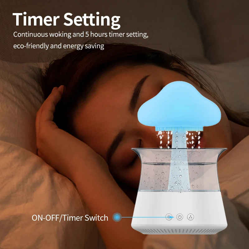 mobile APP control system white noise machine sleeping products aroma diffuser mushroom air humidifier rain cloud night light