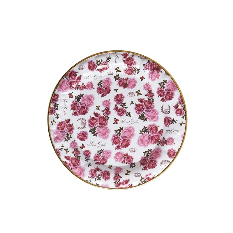 Factory Direct Selling Color Tree Strawberry Plastic Dinner Tray Printing Round Service Tray