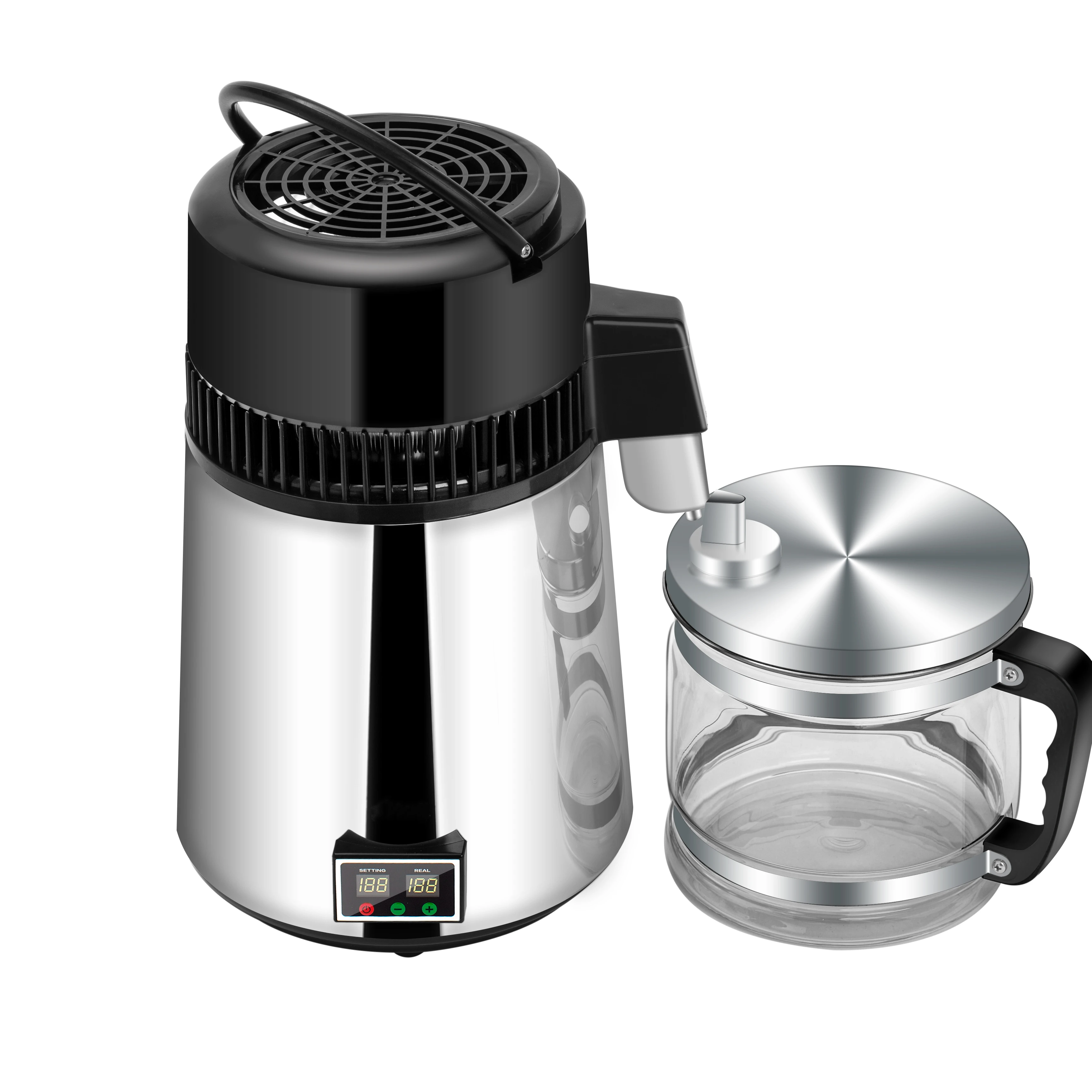 Home 4L Water Distiller with Dual Temperature Display 750W Stainless Steel  Water Distill Purifier