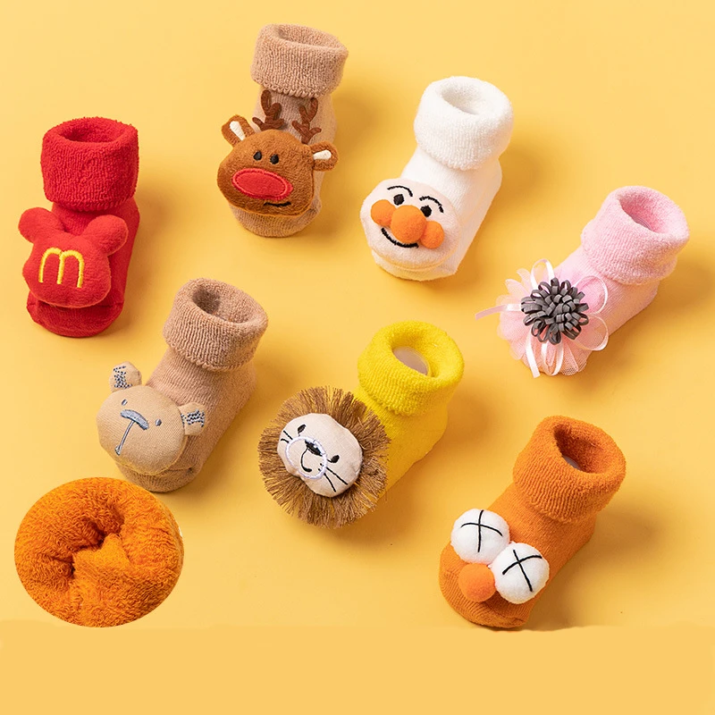 Newborn Baby Socks Thickened Anti Slip Cartoon Cute Christmas Socks For Baby Tube Baby Floor Socks