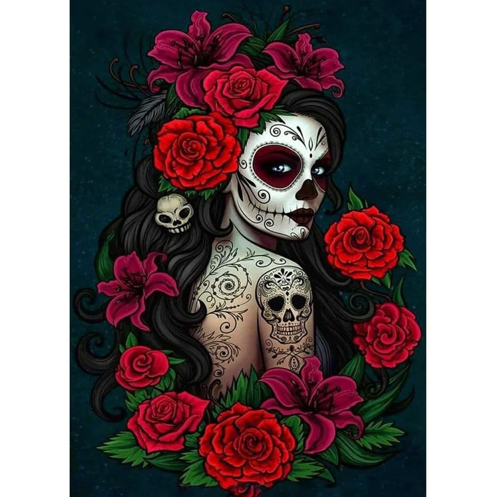Rose and Beauty Halloween DIY 5D Diamond Painting by Number Kits Painting Cross Stitch Full Drill Crystal Rhinestone Embroidery