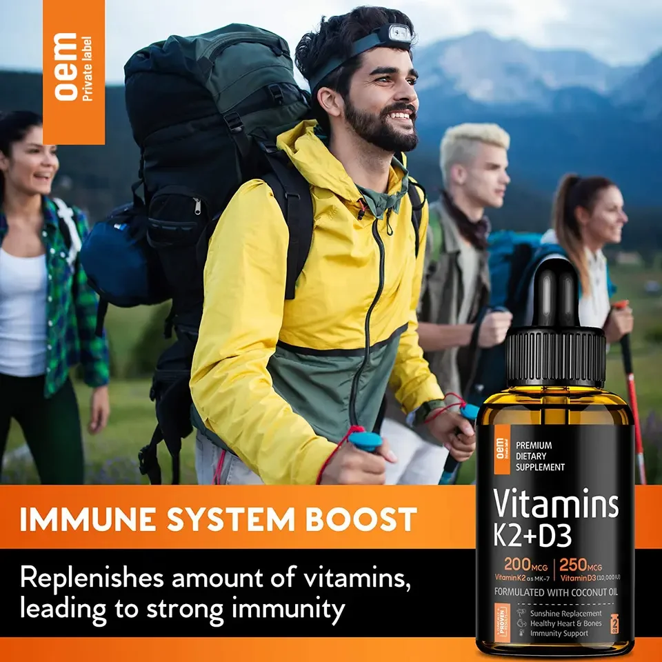 Biocaro Organic Vitamin D3 Supplement 10000 iu Vitamin Drops Support Strong Bones Healthy Sublingual Vitamin D3 K2 Liquid Drops