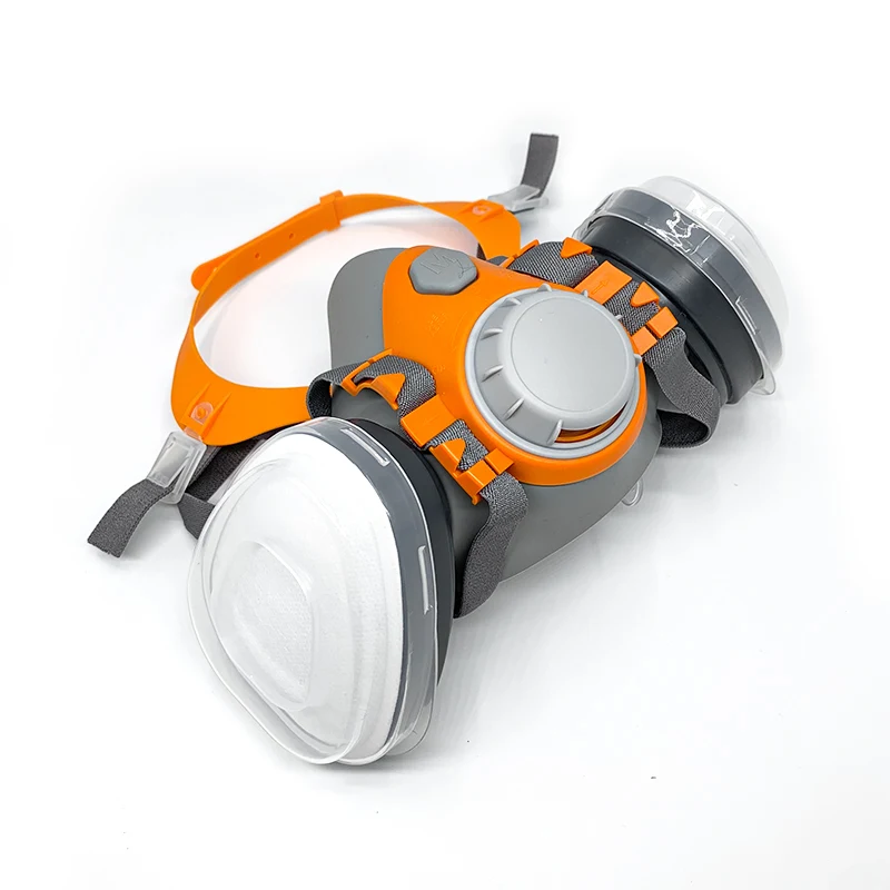 Chemical Protective Double Respirator Silicon Dust Gas Mask With Double Filters