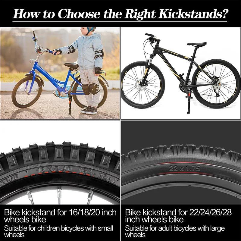 Universal Adjustable Aluminum Alloy MTB Road Bike Bicycle Side Kickstand Side Rear Mount Stand Bike Foot Support Bike Kickstand