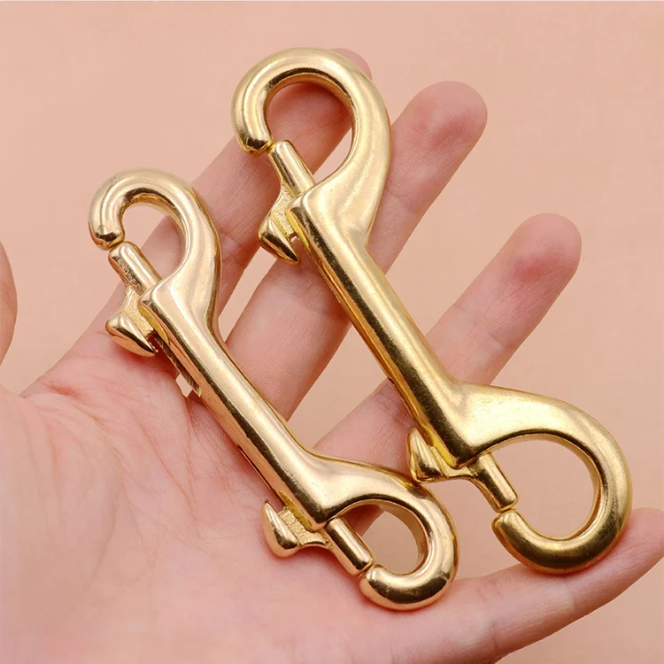 116mm hot sale carabiner for diving bag shoulder belt strap custom strong metal brass double end snap hook for diving