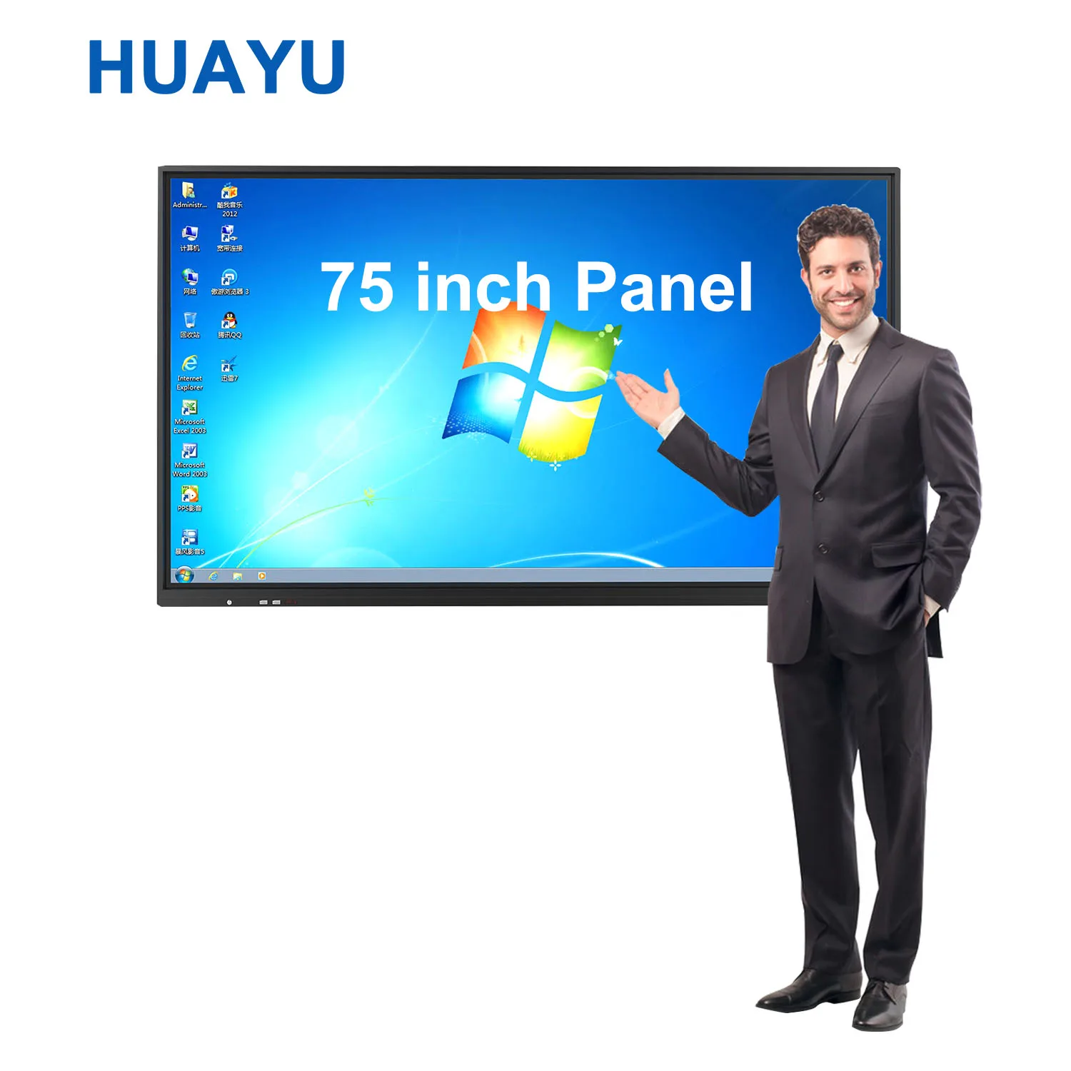 Uayu 75 дюймов 4 К ЖК-дисплей монитор плоская панель Цифровая Интерактивная доска с несколькими пальцами электронный сенсорный экран белая