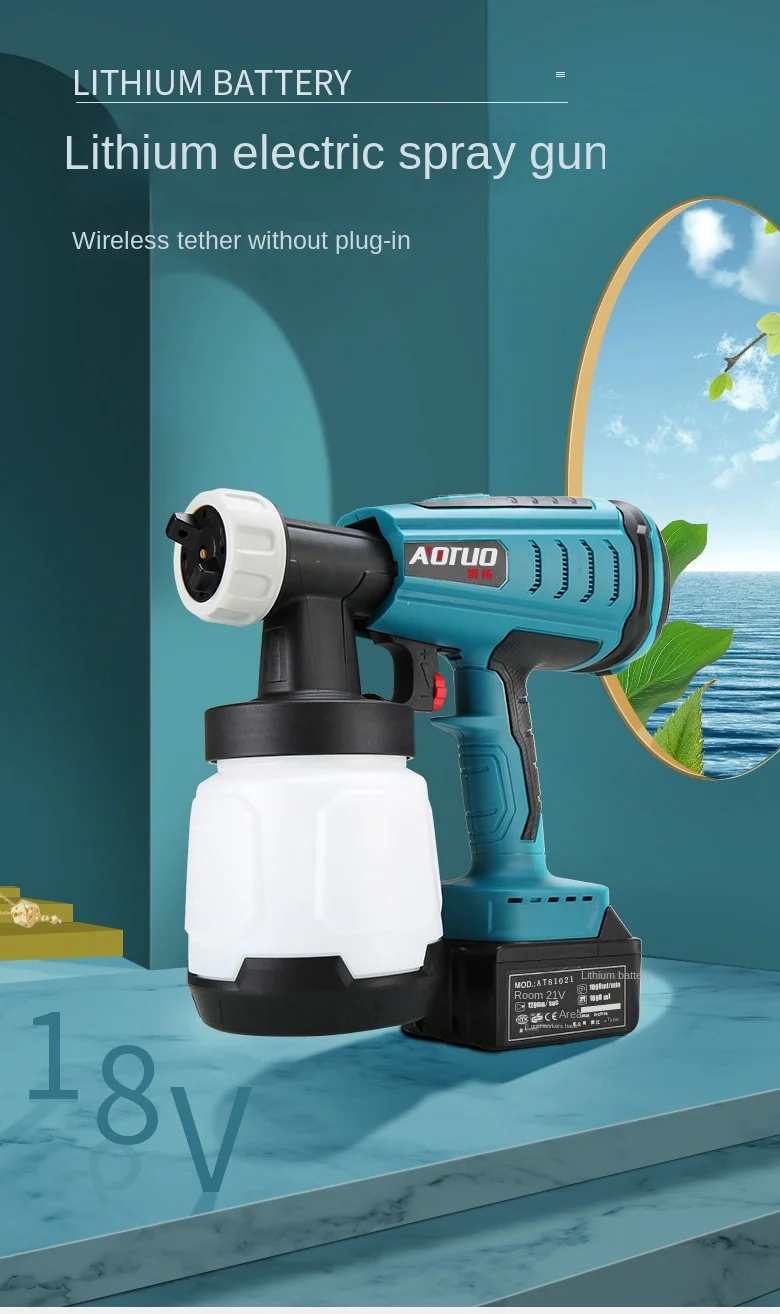 Lithium ion spray gun cordless paint spray painting machine portable spray painting