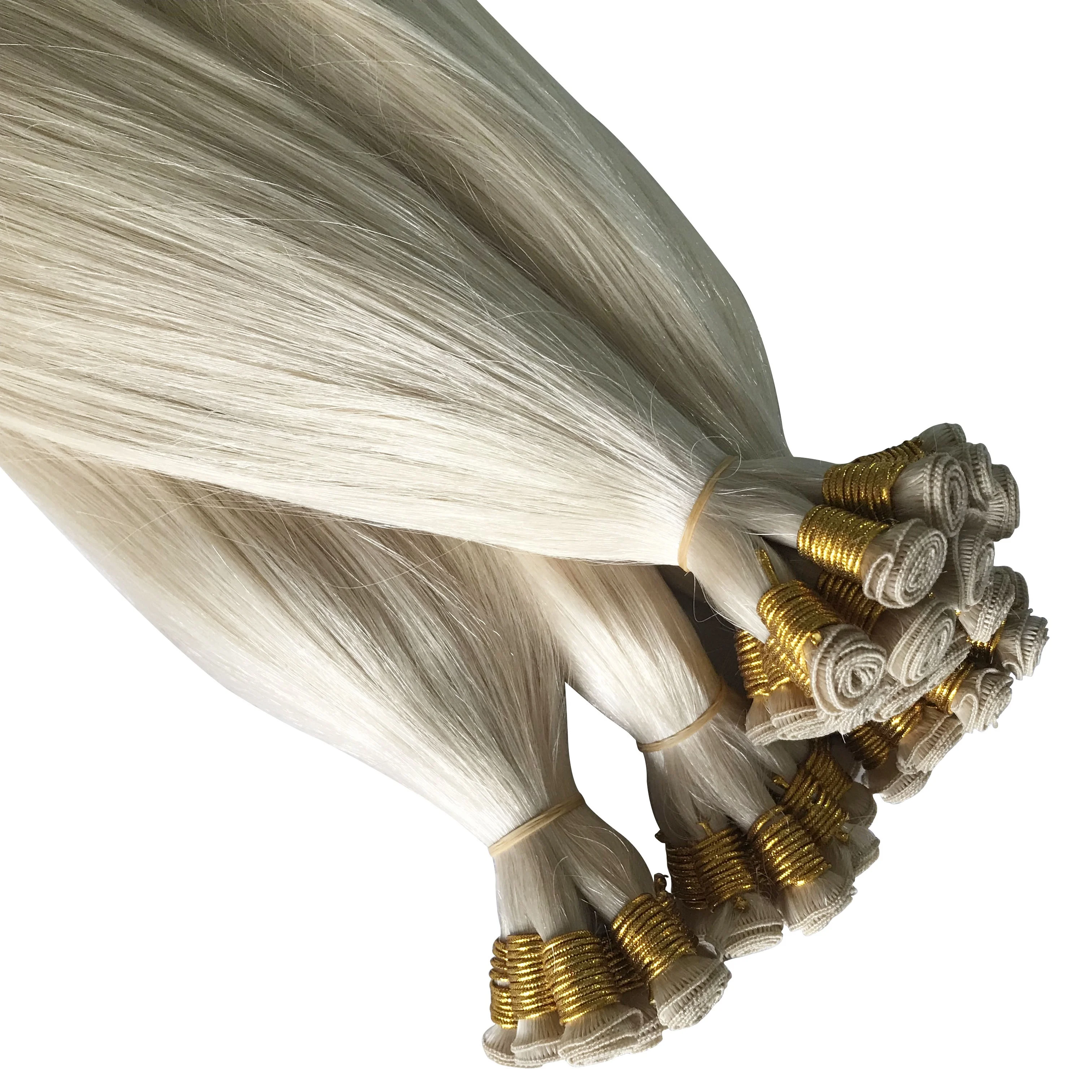 Top quality Peruvian/Malaysian/Brazilian/Russian/ Remy Hair 100%  Hand Tied Weft Hair Extensions From The Same Vendor