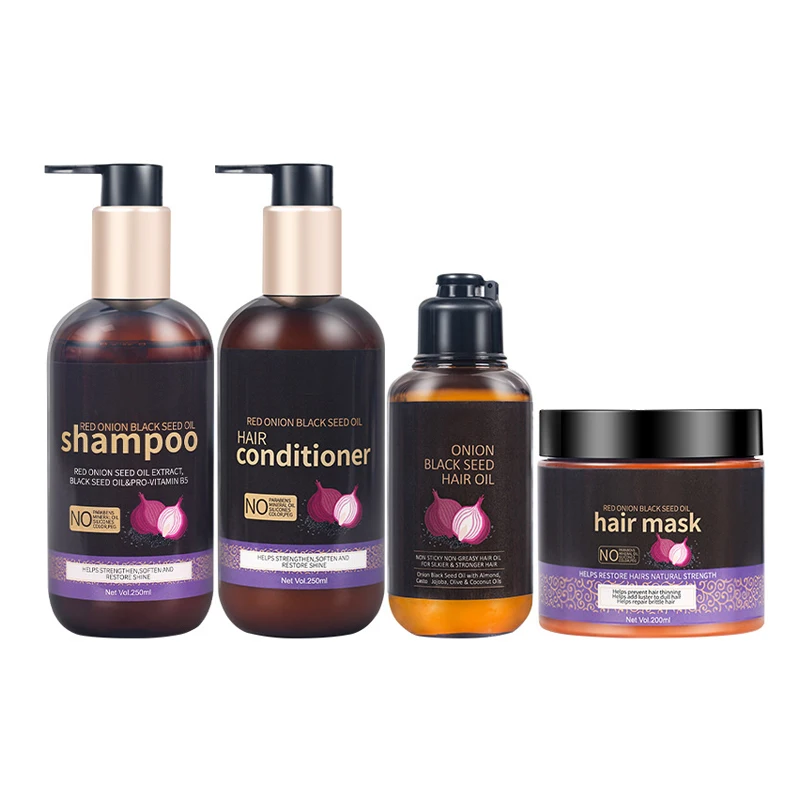 Private Label Hair Care Set Mask Vegan Onion Growth Oil Natural Shampoo And Conditioner