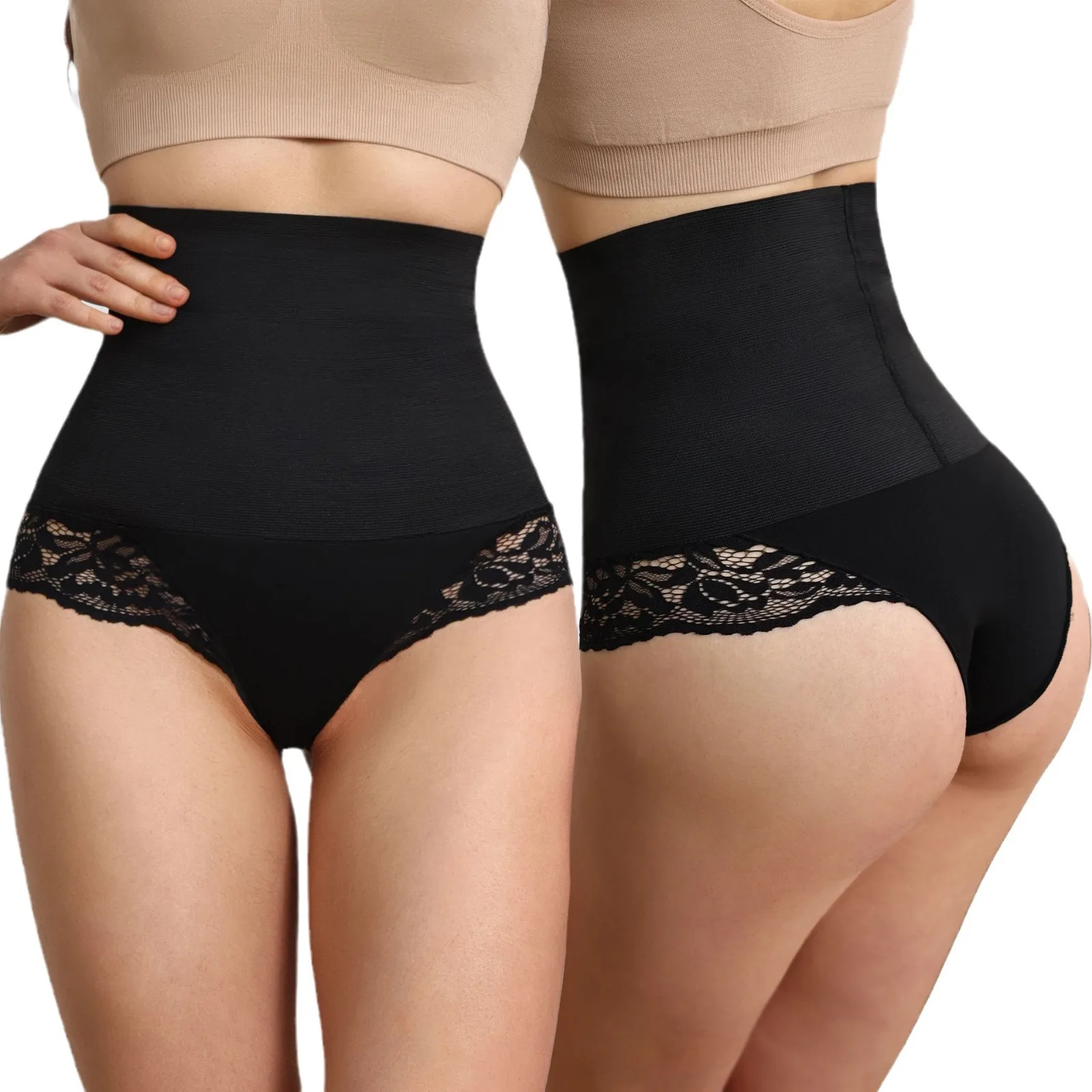 Sexy Thong Tummy Control Butt Lifter High Waist Ladies Compression Shapewear Underwear Lace Panties