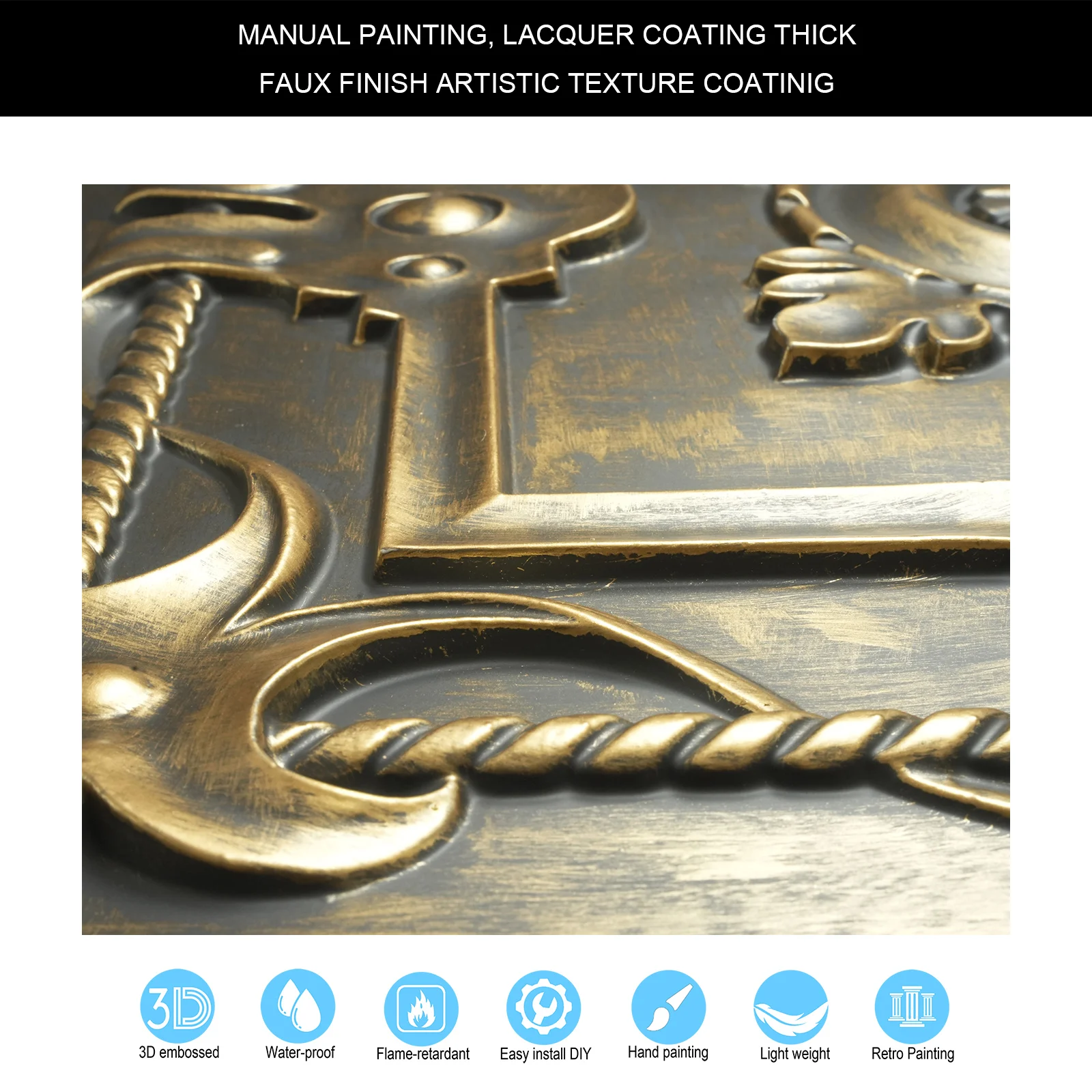 Decorative Ceiling Tile Age Copper Bollywood Design Ceiling Sheet Easy to Install PVC Panels PL29 Ancient Gold