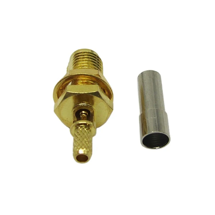 High quality full brass RF Coaxial straight RP SMA female reverse sky window connector for RG174 cable