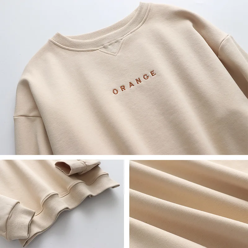 OEM New Design 100% cotton Pullover Solid Custom Logo Embroidery Sweatshirt Women hoodies